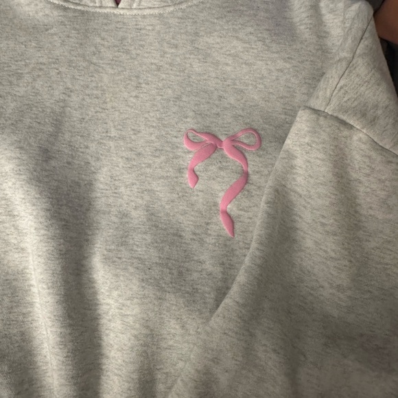 Edikted Light Gray Hoodie with Pink Bow Detail - Picture 2 of 5
